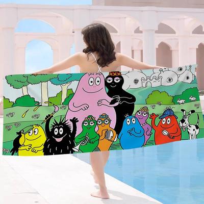 Cute Cartoon Les Barbapapa Beach Towel Colorful Bath Towels for Girl Microfiber Quick Dry Custom Sand Free Beach Yoga Spa Gym