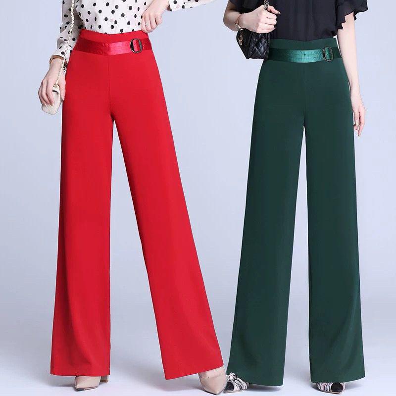 High-Waisted Wide-Leg Dance Pants with Side Zip for Women – Spring/Summer Style, Solid Color, Great Drape, Casual Ironed Straight-Leg Design