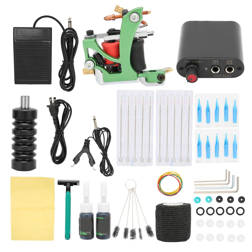 Professional 10 Wrap Coil Machine Kit Tattoo Power Supply for Tattoo Artists Beginners 90‑265VUS