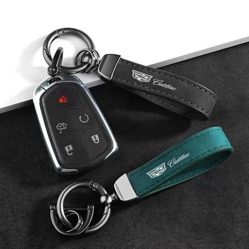 for Cadillac Escalade CTS ATS SRX Deville BLS XT4 XT5 XT6 STS XTS SLR XLR CT4 CT5 CT6 Suede Car Strap Keychain Key Accessories