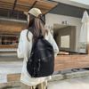 Denim Backpack Student Schoolbag Solid Color Backpack