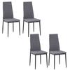 Set of 4 Dining Chairs Kitchen Chairs with High Backrest Metal Legs and Linen Fabric 41x50x97cm Grey