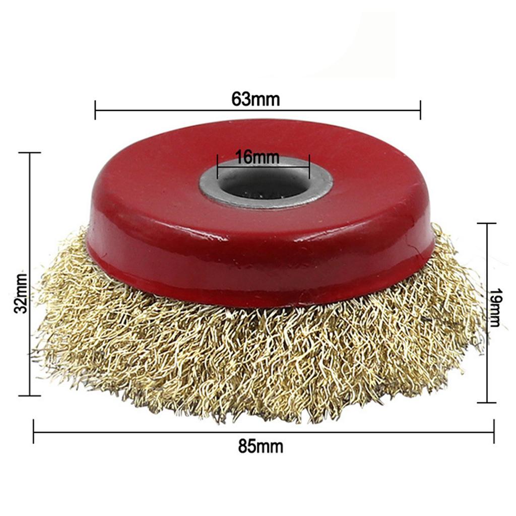 Inner Hole 10/16mm Wire Cup Brush for Drill Brass Coated Steel Crimp Wire Wheel Angle Grinder Remove Rust Deburring