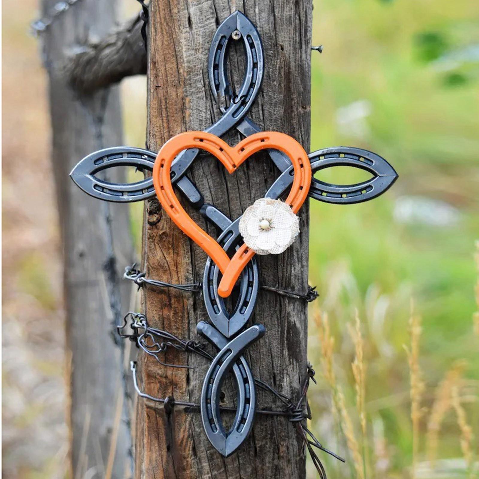

Atural Horsehsoe Cross With Heart Metal Wall Art Horseshoe Cross Outdoor Patio Home DecorHome Decor,One Size One Size жовтий