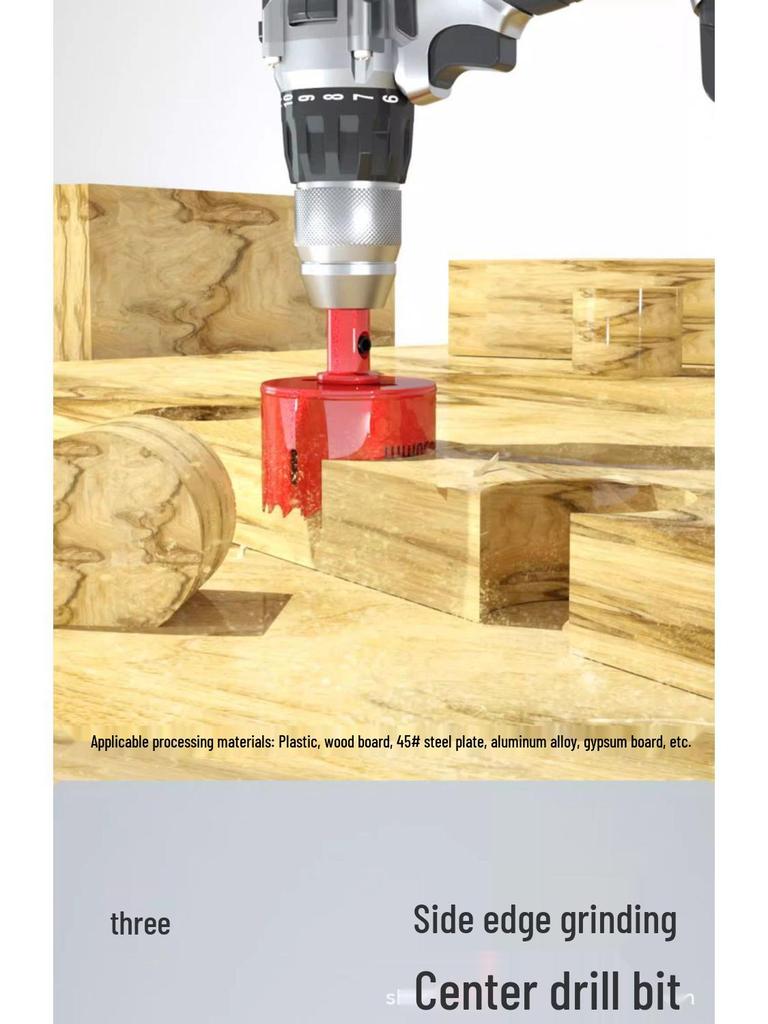 9-Piece Woodworking & Gypsum Board Hole Saw Set with Center Point Drill for Plastic Drilling