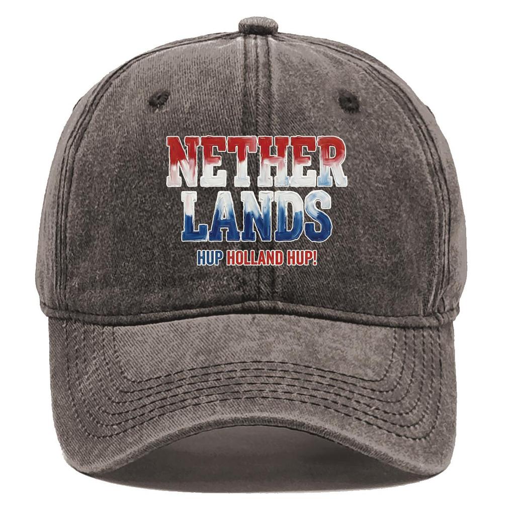 "NETHERLANDS" "HUP HOLLAND HUP" Flag Printed Baseball Hat , Adjustable Sun Hat Sporting Slouchy Lightweight Simple Dad Hat