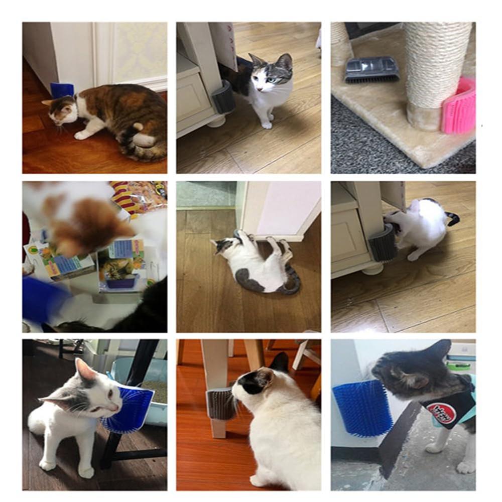 1PC Cat Self Groomer Wall Corner Massage Comb Grooming Brush Soft Rubber Bristles Kitten Massager Tool Fit Flat Corner Hand Hold
