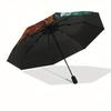 Four Elements Dragons: Mystical Yin-Yang Symbol Art PrintUmbrella with Cute Design, Portable 3-Fold Compact Umbrella for Men & Women, Valentine's Day