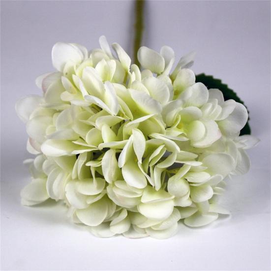 Artificial Flower Vintage Realistic Long Stem Green Large Leaves Hydrangea Fake Plant