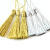 30pcs Gold Silver Color Tassels Polyester Silk Fringes with Cord Loop For DIY Handmade Bookmark Keychain Jewelry Decor Materials