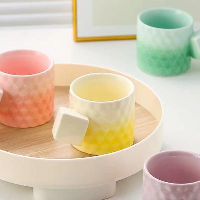 High Value Colorful Small Fresh Gradual Change Color Mug Ceramic Drinking Cup Boys And Girls Breakfast Company Gifts