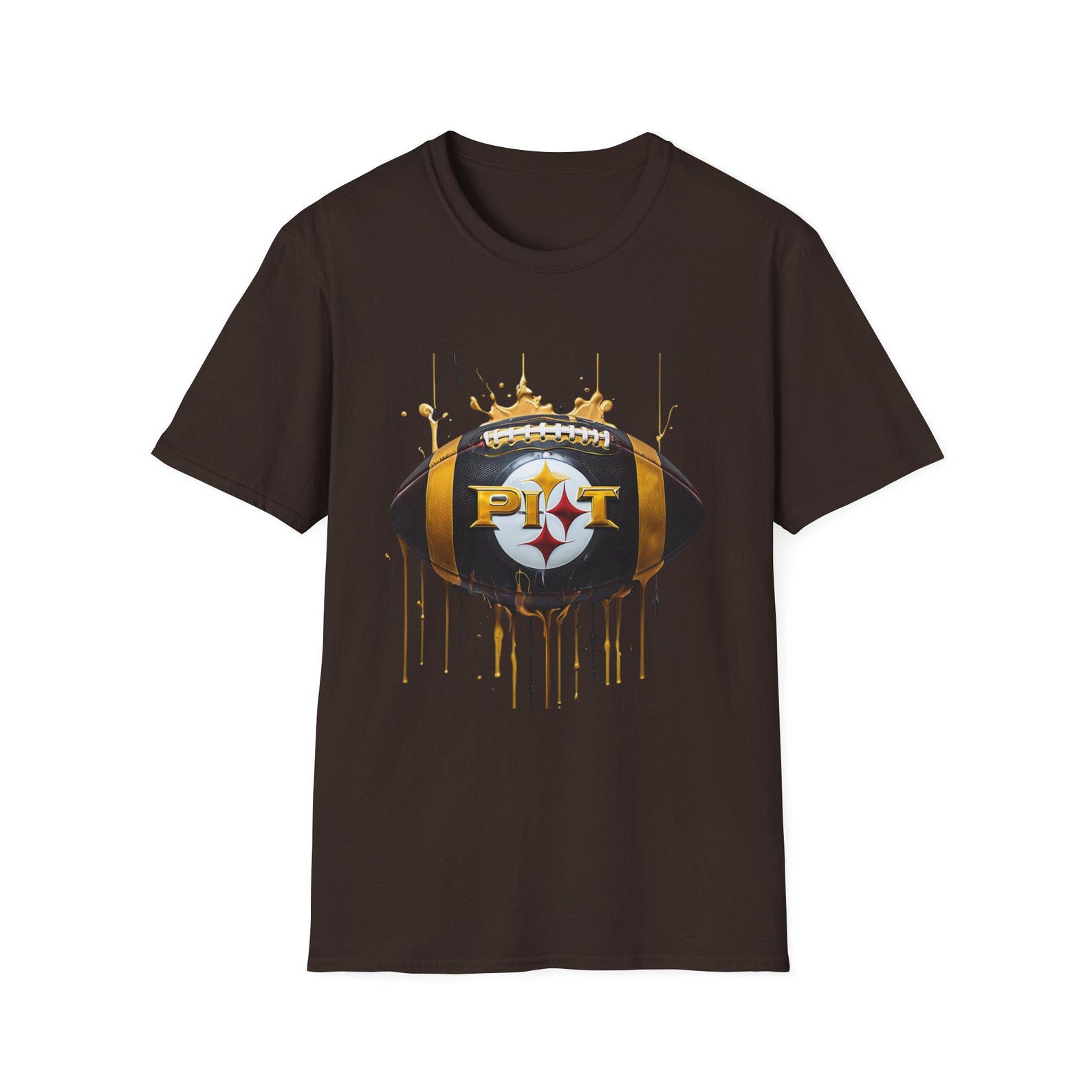 Pittsburgh Football Logo T-Shirt | Drip Paint Grunge Design XL