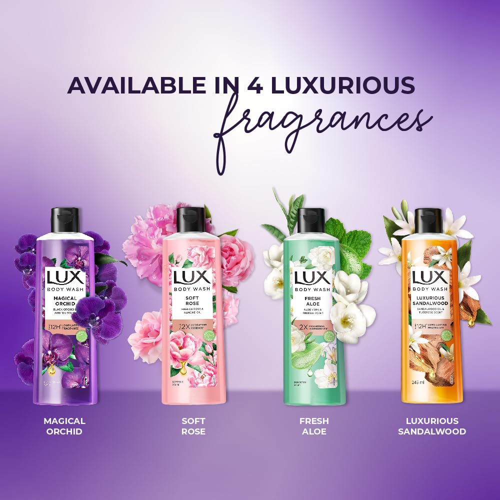 Lux Magical Orchid Body Wash 245 Ml With Black Orchid And Juniper Oil For Soft Glowing Skin Long Lasting Floral Fragrance Paraben Free