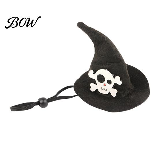 Cat Halloween Costume Accessory Witch Hat, Fun Pet Hat with Adjustable Elastic Strap, Cartoon Bat Themed Ghost Pumpkin Skull for Cats