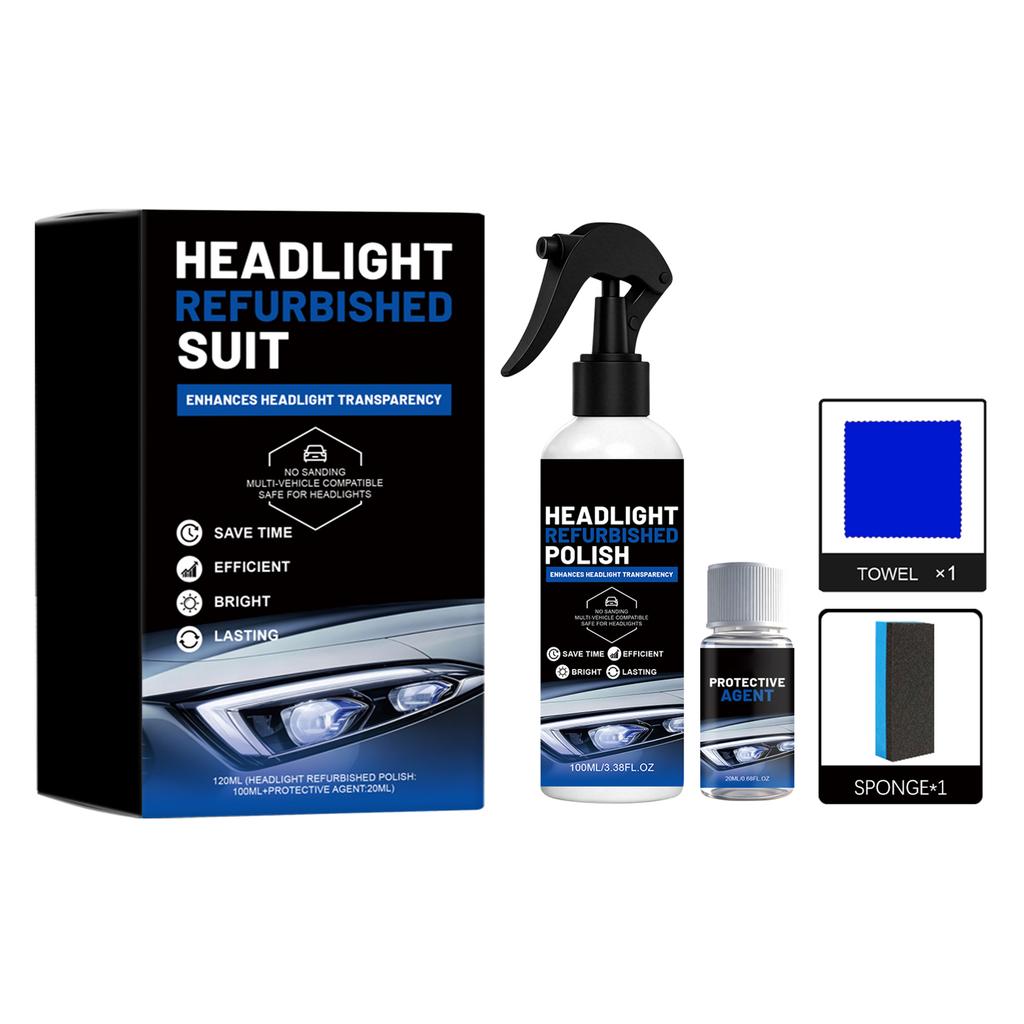 Headlight Refurbished Suit 120ml Headlight Polish and Protective Agent Kit for Enhanced Transparency and Long-Lasting Headlight Maintenance