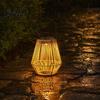 Decorative Solar Light Waterproof Eco-friendly Lantern Faux Outdoor Rattan Woven Light Rustic Lantern Powered Hanging for Garden Balcony Patio