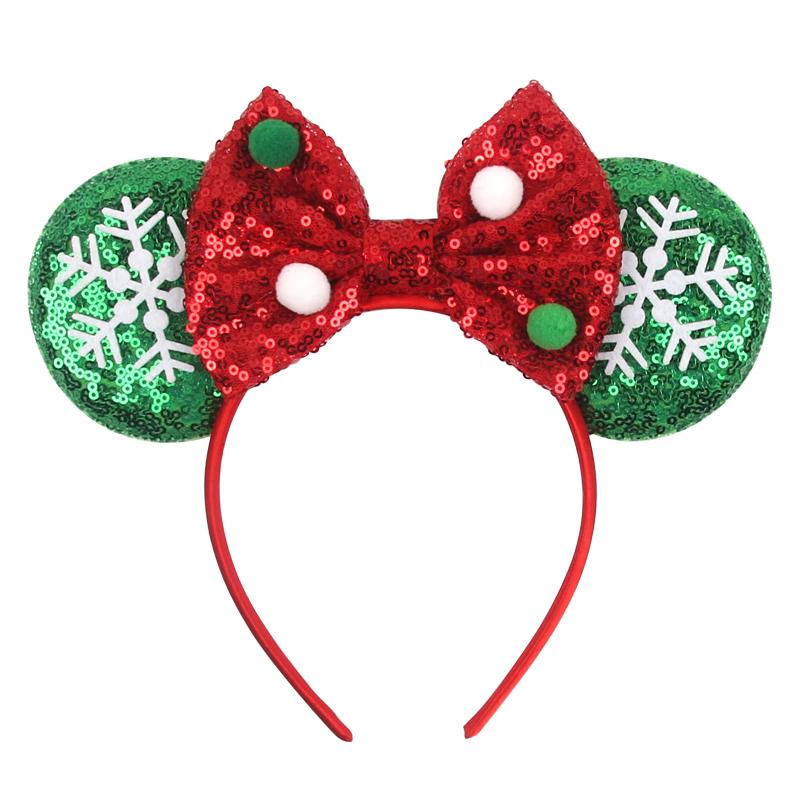 Neues Weihnachts-Mausohren-Stirnband für Mädchen Einheitsgröße Pailletten Schleife Haarband Festival Party DIY Haarschmuck Boutique