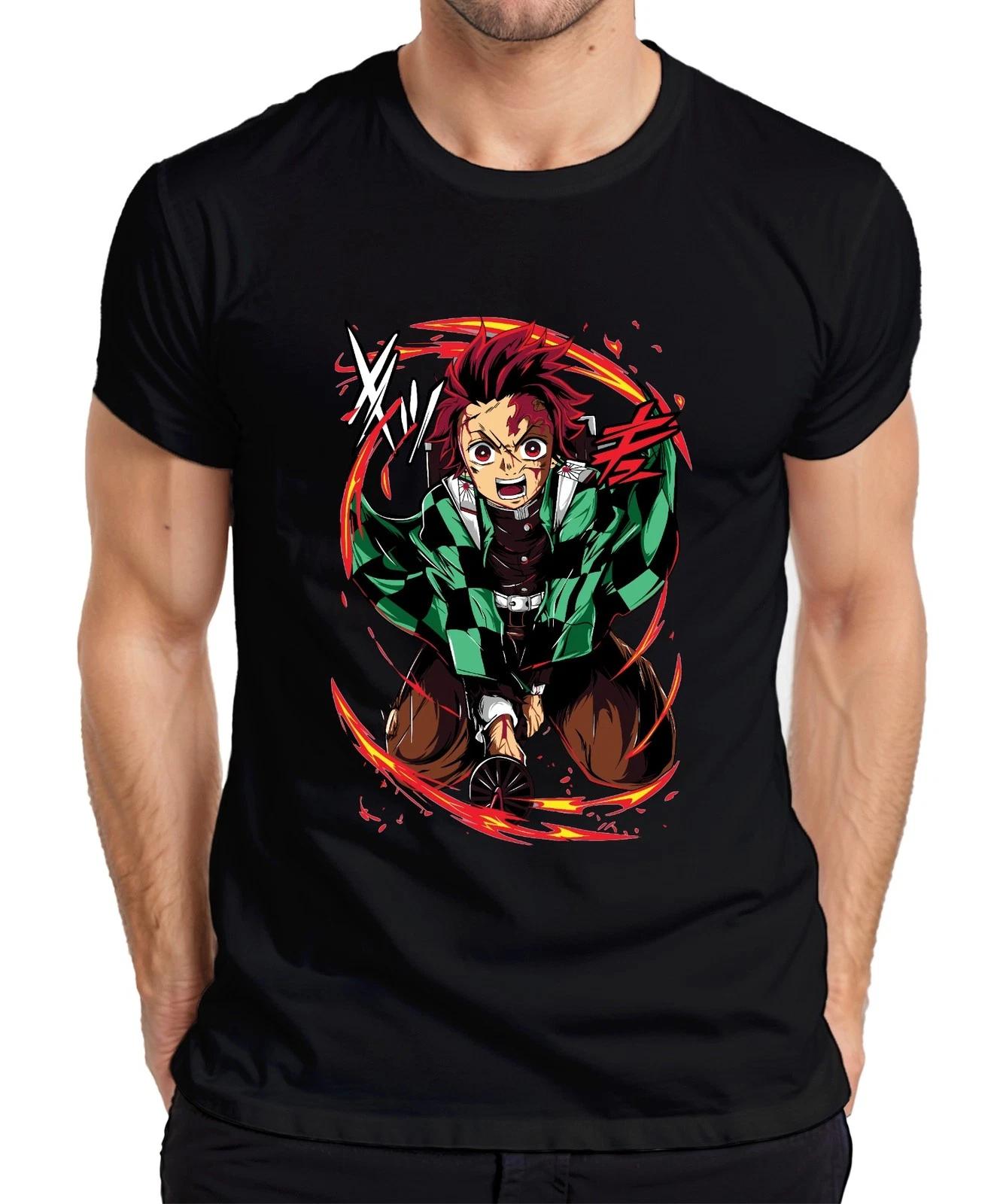 Tanjiro Kamado Dämonenjäger Schwert Flammen Anime Geschenk Herren T-Shirt XS