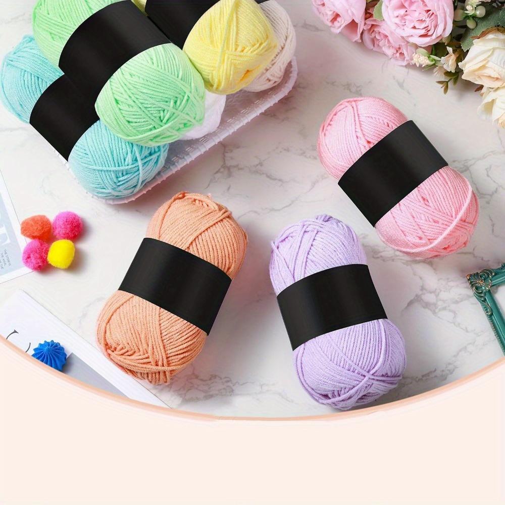6pcs Multicolor Milk Cotton Yarn for DIY Crochet Knitting Crafts Soft Hand-Woven Scarf Sweater Material Wide Range of Colors Available 2.5mm Medium