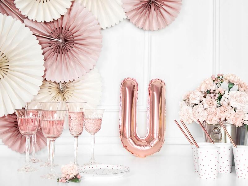 Foil Balloon Letter "U", 35Cm, Rose Gold 1pc