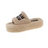 Fashion 2025 New Chunky Platform Fur Slippers Women Autumn Thick Bottom Furry Outdoor Slippers Woman Short Plush Designer Shoes