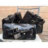 Bag Leather Motorcycle Combo Goat Black Saddle Tool Panniers Pouch Side Genuine