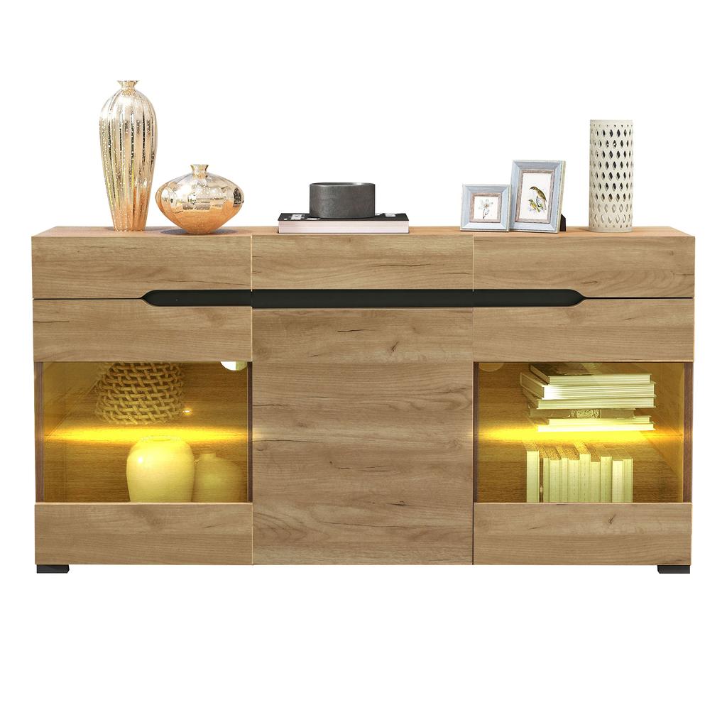 =306354355BAA LED Sideboard Cabinet Modern Living Room Furniture 3 Doors 3 Drawers Chest of Drawers with Lots of Storage Space for Your Living Area