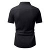 Men's Solid Color Button Pocket Short Sleeve Shirts Men's Casual Fashion Short Sleeve Shirts
