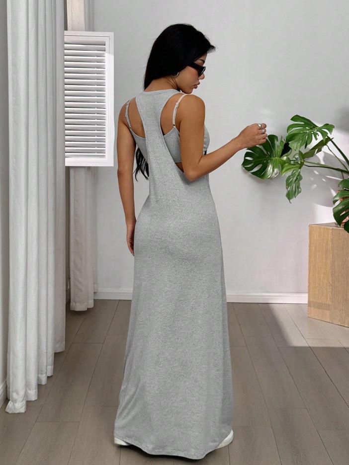 Elegant Polyester Sleeveless Dress Twopiece Set For Casual Spring Wear