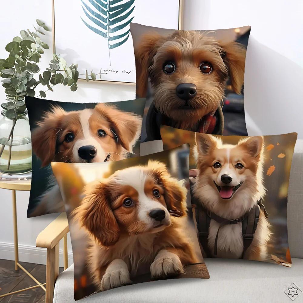 Cute Dog Throw Pillowcases Throw Pillow Cover for Living Room Bedroom Sofa Car Cushion Cover Pillowslip
