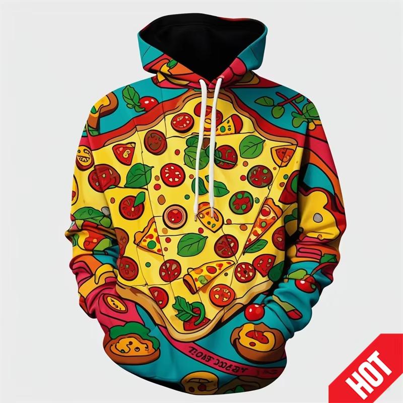 Men's Clothing 3D Printed Funny Food Pizza Hoodie Men's Streetwear Men's Oversized Hoodie Pullover Men's Autumn Hoodie