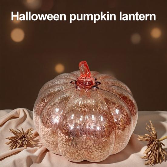 LED Glass Pumpkin Lantern with Smart Timer 10 Warm LEDs