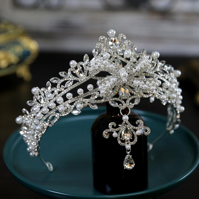 European Bridal Wedding Bow Crown Headgear Crystal Crown Headgear Main Wedding Dress Accessories