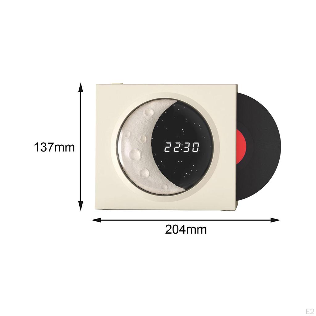 Vinyl Player Speaker, Portable Speaker Support TF Card AUX Vintage Night Light with Time Display