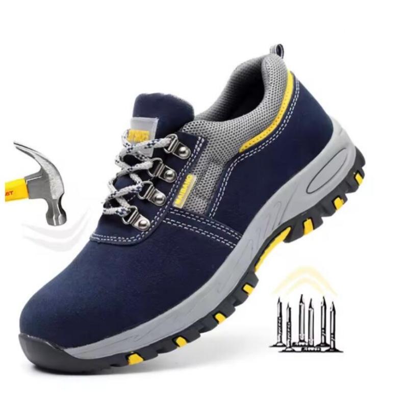 Mens Work leather Boot Safety Shoes Steel Toe Cap Puncture-Proof Work Sneakers Indestructible Work Shoes Men Shoes male kevlar