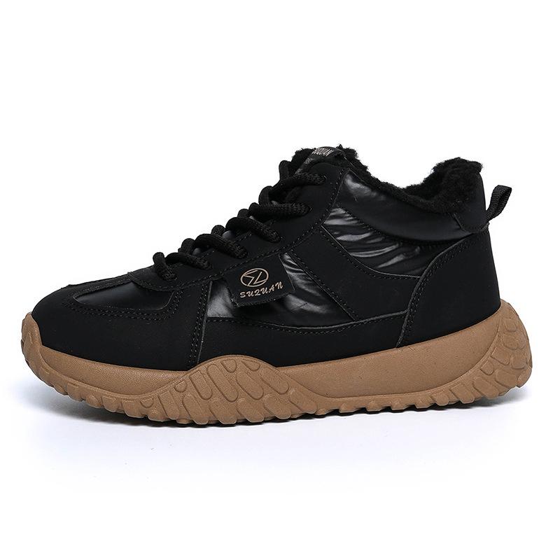 

Зимние женские кроссовки на шнуровке с высоким верхом, женские модные удобные теплые плюшевые водонепроницаемые ботинки на толстой подошве для снега 35