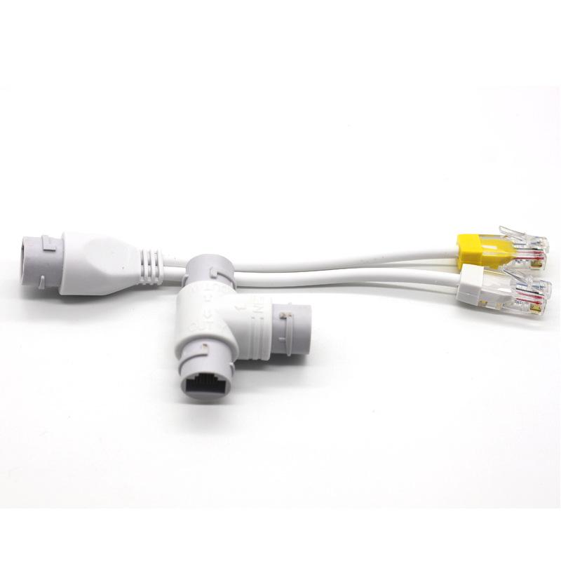 2 In 1 POE Splitter Adapter 3 Way RJ45 Connector Durable Stable Transmission for CCTV IP Camera Security Monitoring System