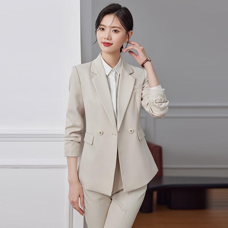 Women's Business Casual Blazer & Wide-Leg Pants Suit Set