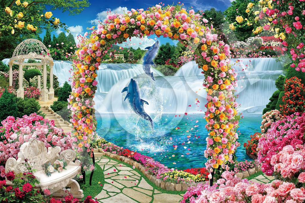 EPOCH 2016 Very Small Piece Jigsaw Puzzle Marine Art Dolphins in the Rose Garden x 75 Includes and point Illustration/Art (50 cm) 23-801s glue,