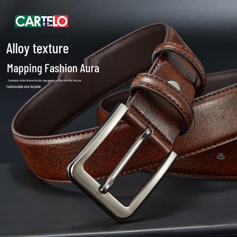 CARTELO Men's Genuine Leather Pin Buckle Belt