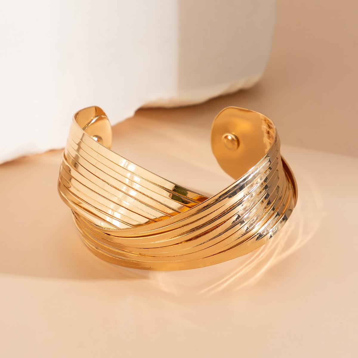 

Purui Винтажный геометрический браслет-манжета в форме креста для женщин, модный широкий открытый металлический большой браслет, модный циркониевый женский для вечеринки