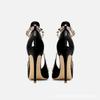Large Size 45rivet High Heels with Thin Heels and Pointed Patent Leather  New Style Toe Cap Temperament Straight Strap Sandals