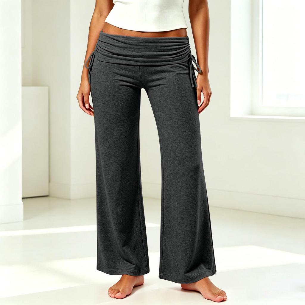 Pantaloni da Yoga da Donna a Pieghe Gamba Larga - Vestibilità Larga Casual per Palestra, Yoga e Uso Quotidiano