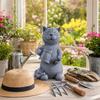 Solar Cat Statue Holding Lantern Waterproof Resin Light Garden Kitty Sculpture Outdoor Kitten