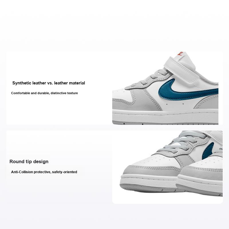 Nike Low 2 Trendy Versatile Low-Top Skate Shoes Kids Sneaker White Gray Blue BQ5451-117