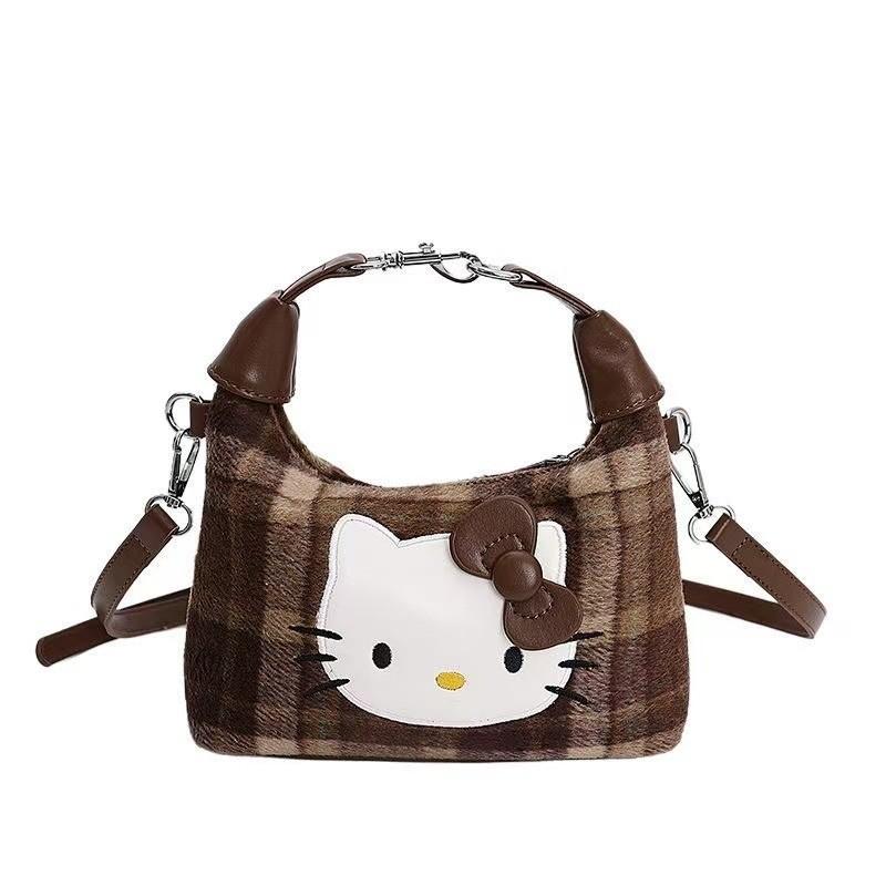 Style Hello Kitty Crossbody Bag For Women And Men With Plaid Pattern And Pusoft Material