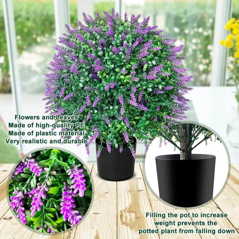 2pcs Artificial Faux Cedar Cypress Topiaries, 23.5in UV Resistant Realistic Fake Shrub Ball Trees with Ground Stake for Garden