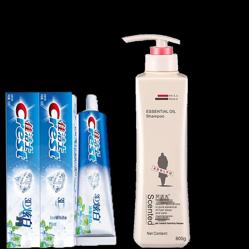 

Crest 3D White Toothpaste & Adolfo Anti-Dandruff Shampoo Bundle