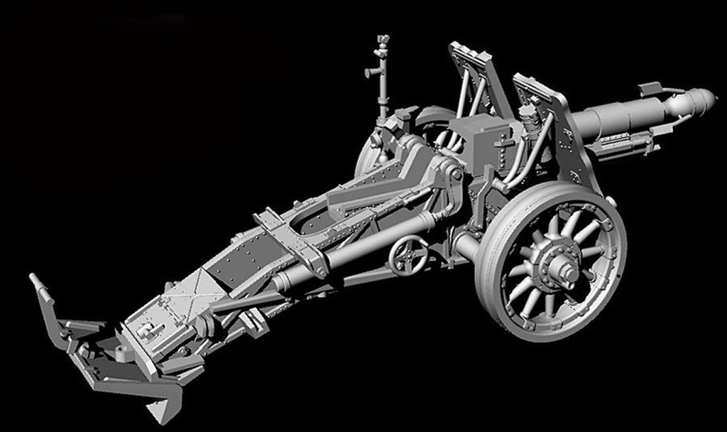 FTF 1/72 Scale German 150mm Heavy Infantry Gun sIG33 with Wooden Wheels and Type 42 Muzzle-Loading Blast Shells, Plastic Model Kit PF72123 (Cannon)