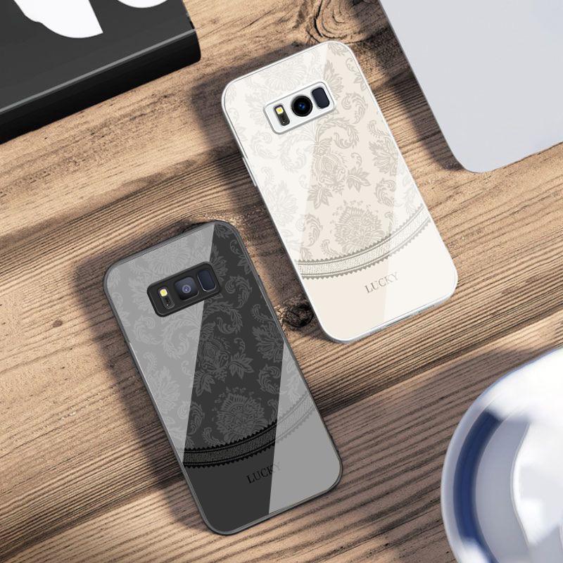 White Floral Vine Pattern For Samsung S25 S25 Edge S25Ultra S8 9 S10 20 U Ltra S21 Pro 22 Plus S23 FE S24 Ultra Glass Phone Case